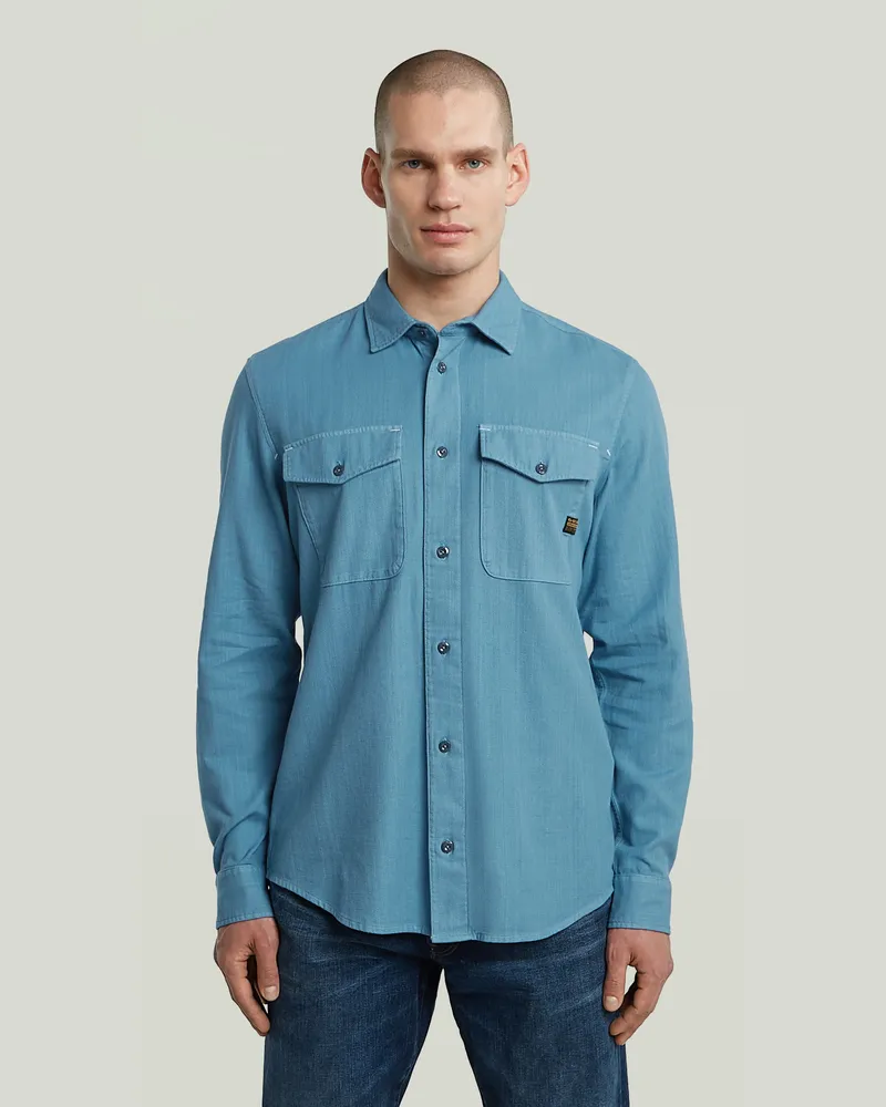 G-STAR RAW Marine Slim Hemd - Mittelblau - Herren Mittelblau