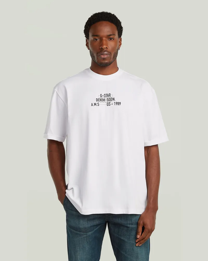 G-STAR RAW Multi Technique Graphic Relaxed T-Shirt - Weiß - Herren Weiß