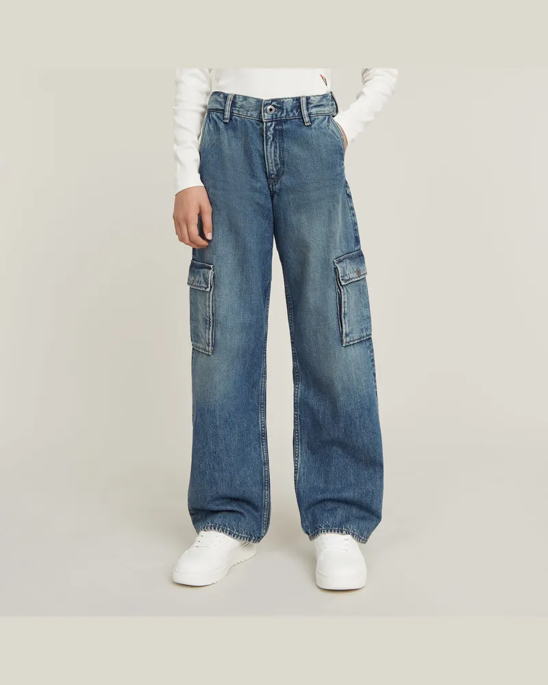 G-STAR RAW Mädchen Mega Cargohose - Mittelblau - mädchen Mittelblau