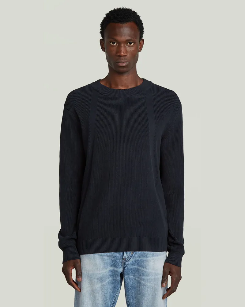 G-STAR RAW Structure Ribbed Knit Pullover - Dunkelblau - Herren Dunkelblau