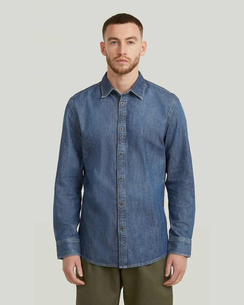 G-STAR RAW Clean Slim Hemd - Mittelblau - Herren Mittelblau