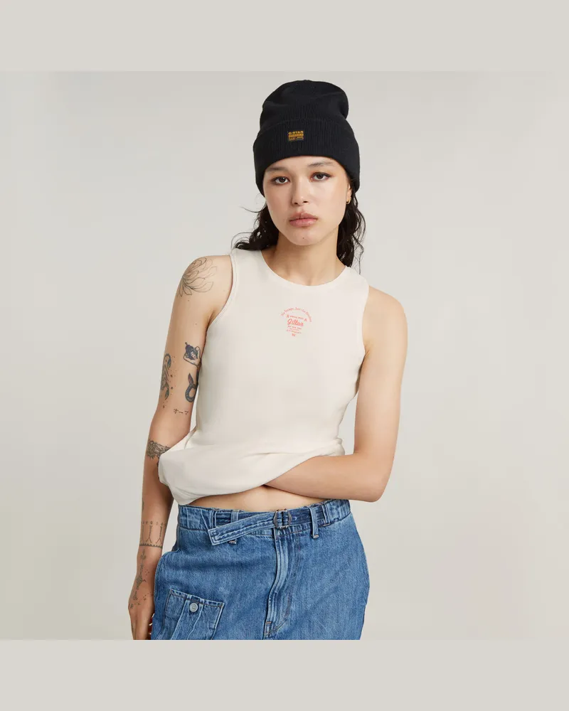G-STAR RAW Racerback Ribbed Slim Tanktop - Weiß - Damen Weiß