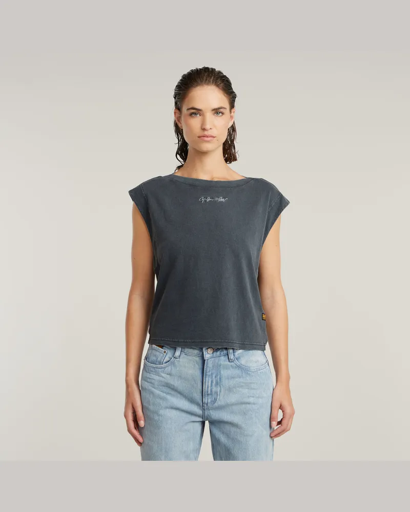 G-STAR RAW Mini G-Script Logo Overdyed Top - Grau - Damen Grau