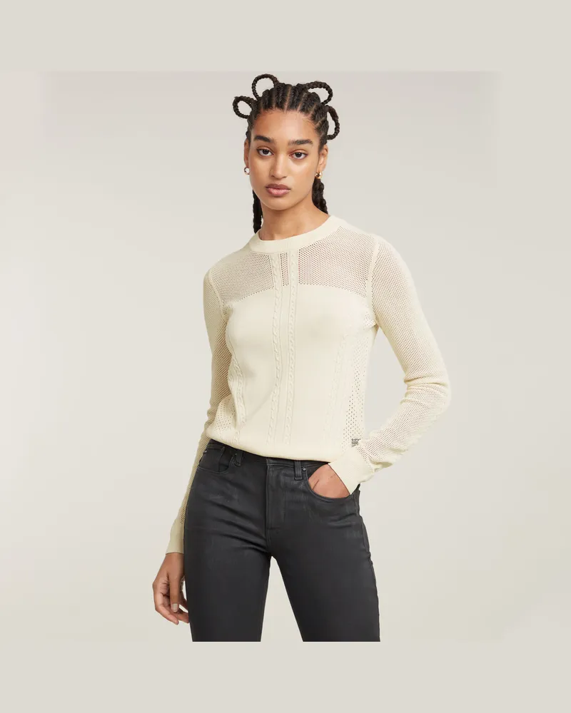 G-STAR RAW Pointelle Knitted Pullover - Weiß - Damen Weiß