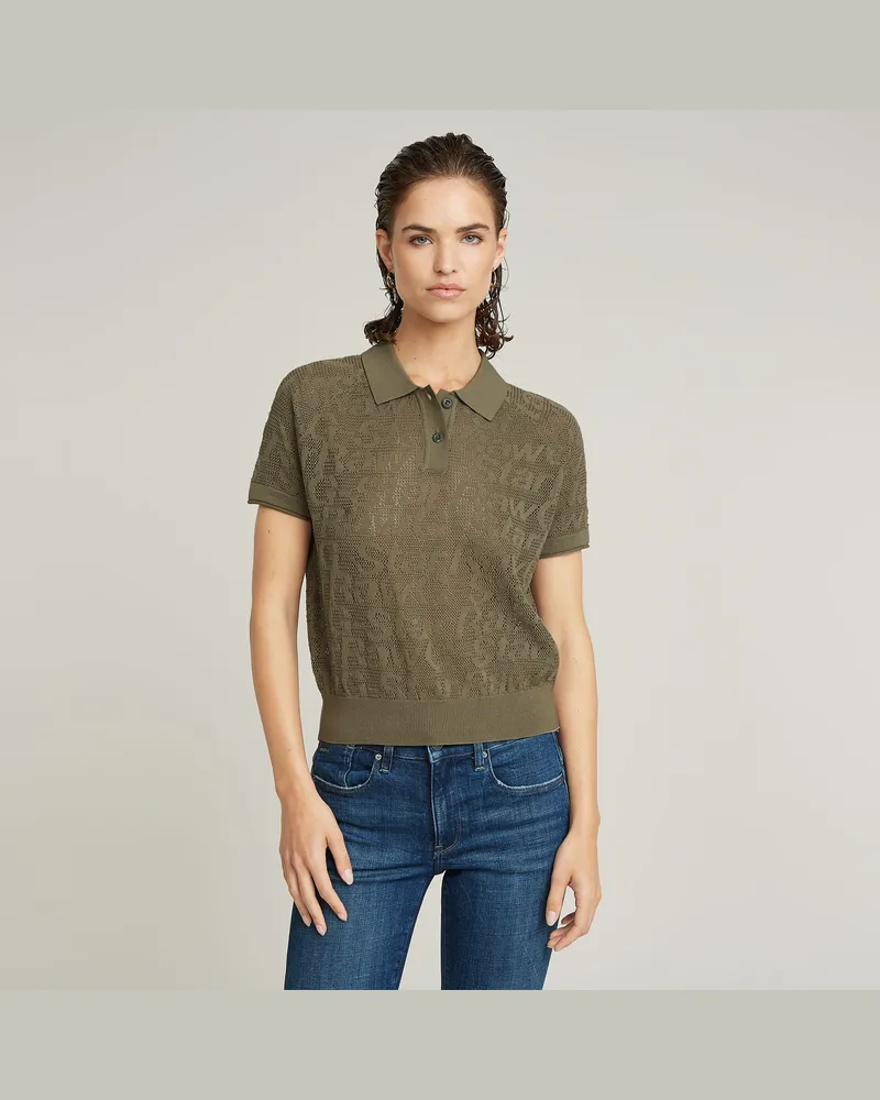 G-STAR RAW Pointelle Lightweight Knitted Poloshirt - Grün - Damen Grün