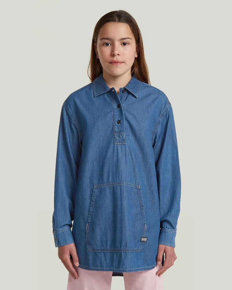 G-STAR RAW Girls Beta Hemd - Mittelblau - mädchen Mittelblau