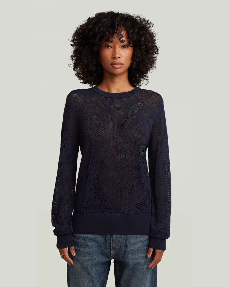 G-STAR RAW Pointelle Knit Pullover - Dunkelblau - Damen Dunkelblau