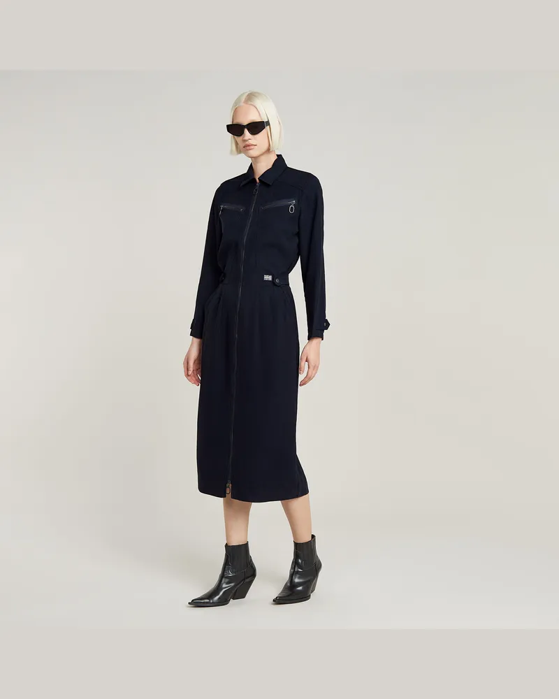 G-STAR RAW Zip Through Kleid - Dunkelblau - Damen Dunkelblau