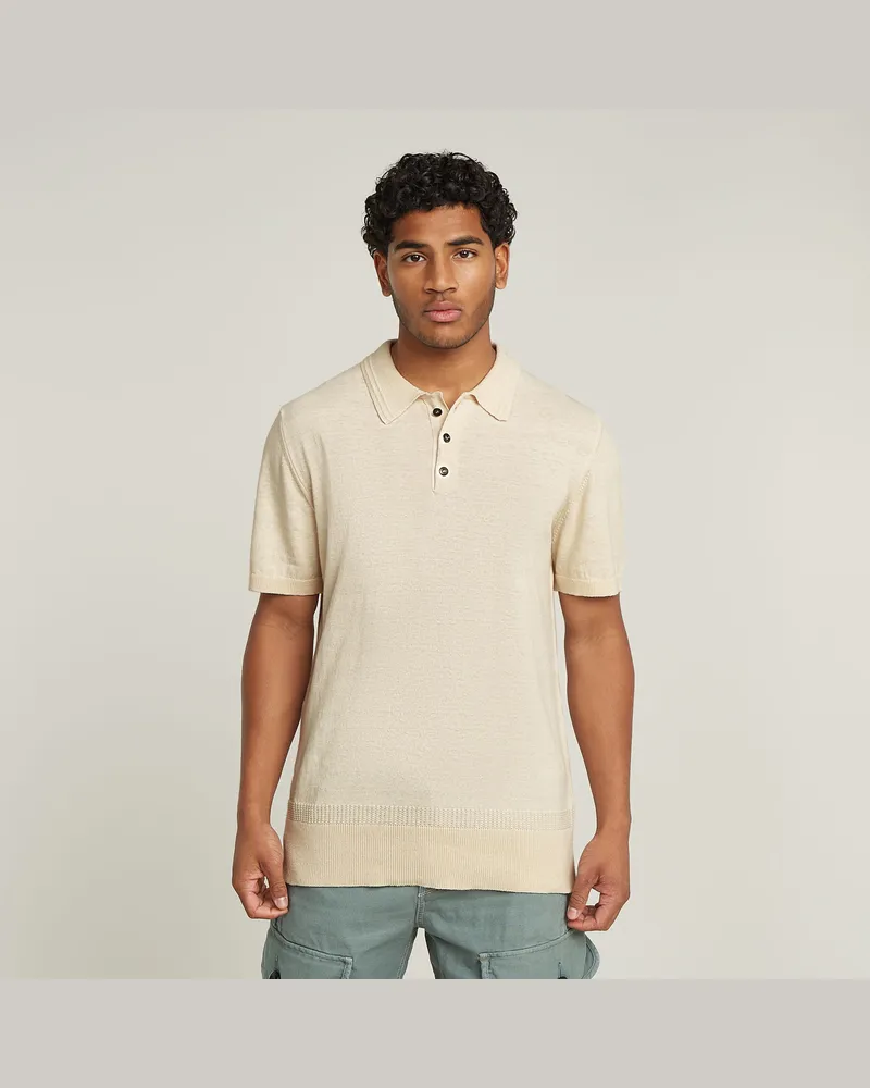 G-STAR RAW Knitted Poloshirt - Weiß - Herren Weiß