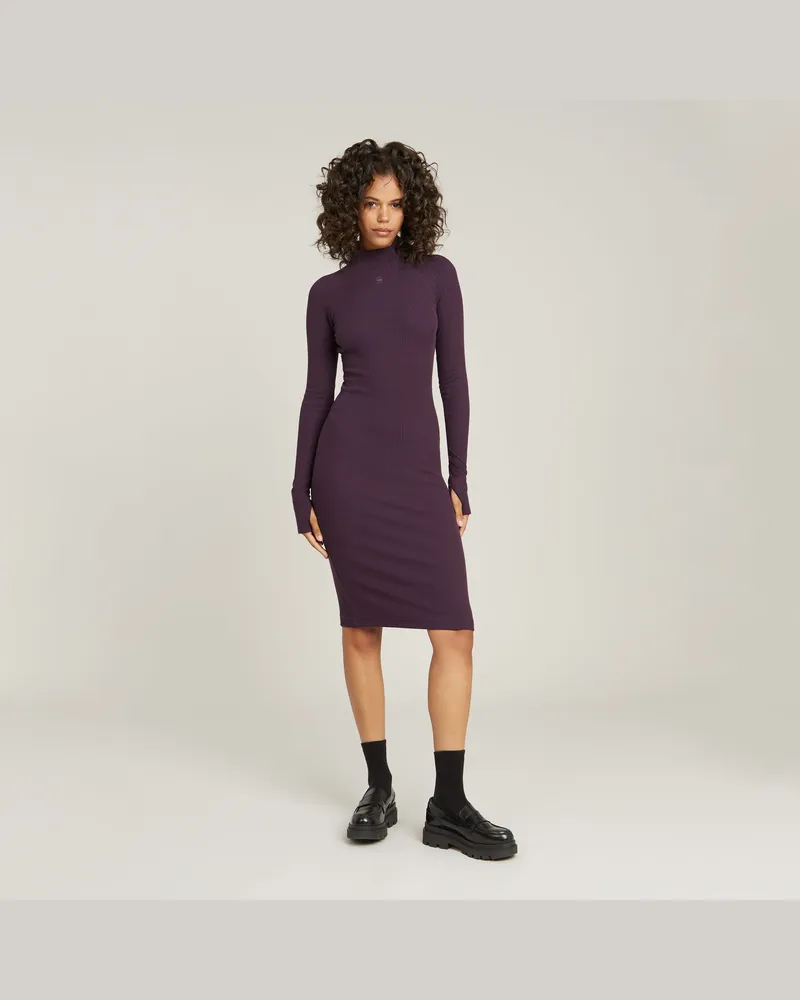G-STAR RAW Rib Slim Kleid - Lila - Damen Lila