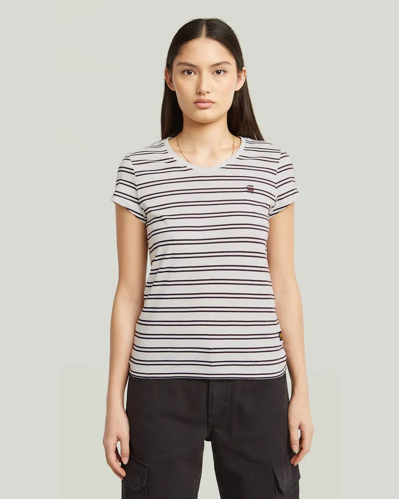 G-STAR RAW Stripe Eyben Slim V T-Shirt 2.0 - Mehrfarbig - Damen Mehrfarbig