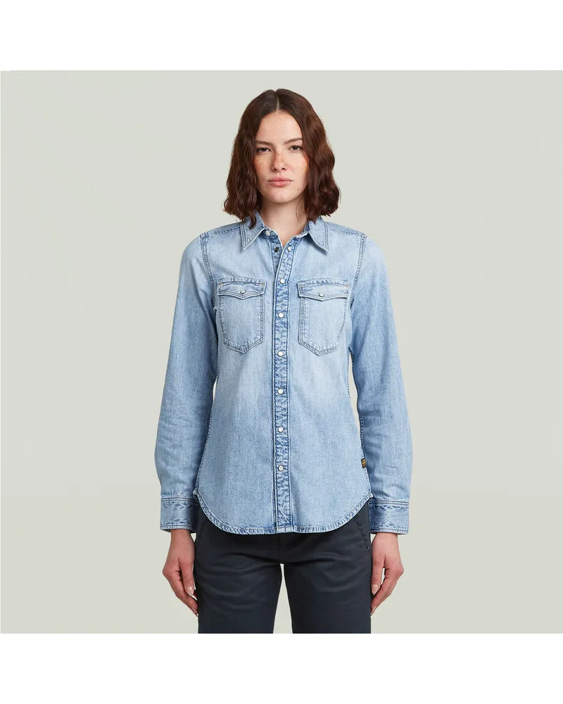 G-STAR RAW Slim Western Hemd - Hellblau - Damen Hellblau