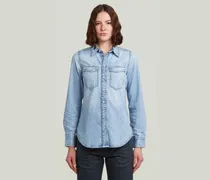 Slim Western Hemd - Hellblau - Damen