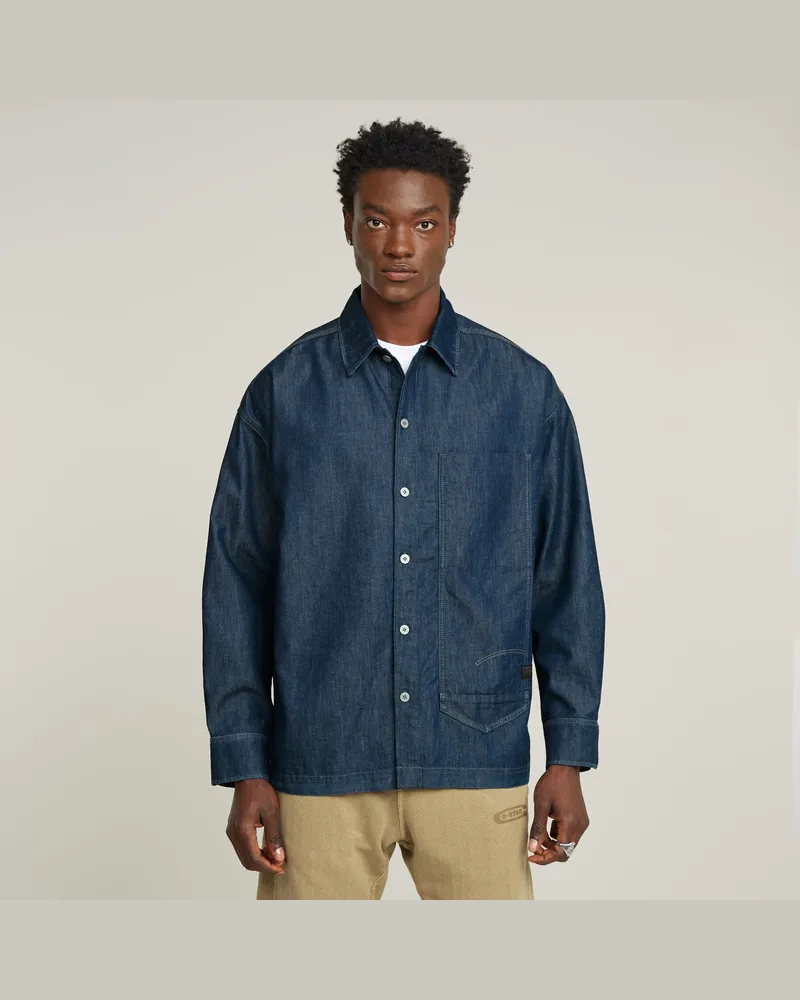 G-STAR RAW Long Pocket Boxy Fit Hemd - Dunkelblau - Herren Dunkelblau
