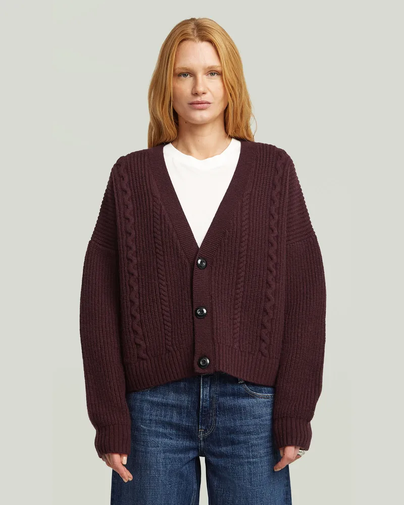 G-STAR RAW Cable Cropped Cardi Knit - Rot - Damen Rot