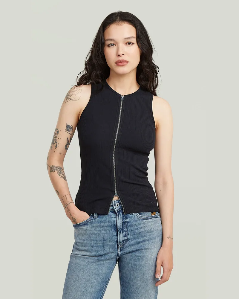 G-STAR RAW 2 Way Slim Rib Tank - Dunkelblau - Damen Dunkelblau