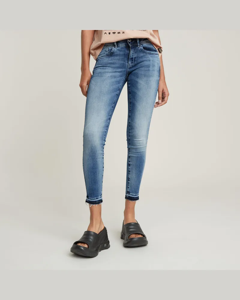 G-STAR RAW Lynn Mid Skinny Ripped Edge Ankle Jeans - Hellblau - Damen Hellblau