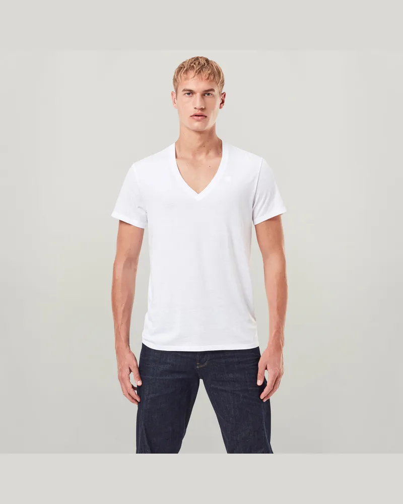 G-STAR RAW Base Heather V-Neck T-Shirt 2-Pack - Weiß - Herren Weiß