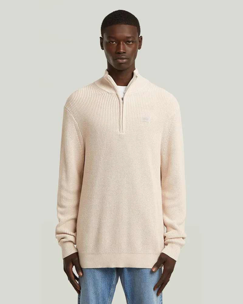 G-STAR RAW Pullover Half Zip Knit - Weiß - Herren Weiß