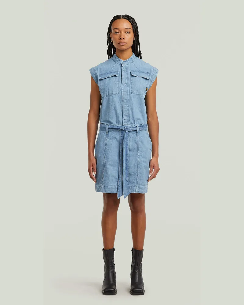 G-STAR RAW Pocket Kleid - Hellblau - Damen Hellblau