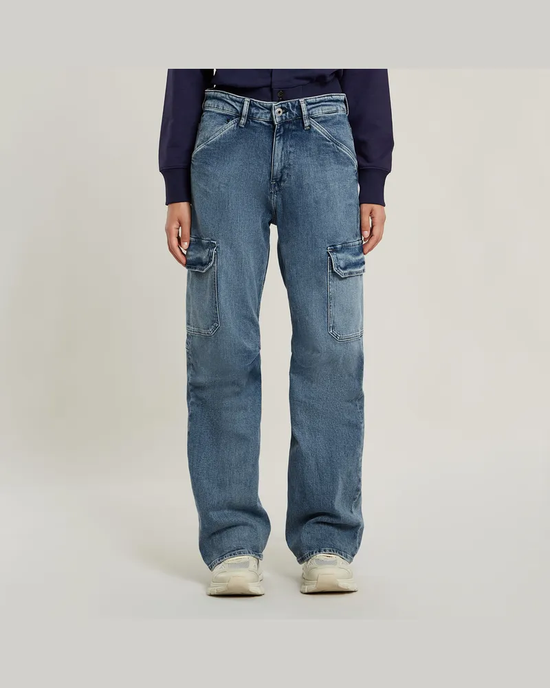 G-STAR RAW Eve Low Wide Leg Cargohose - Mittelblau - Damen Mittelblau