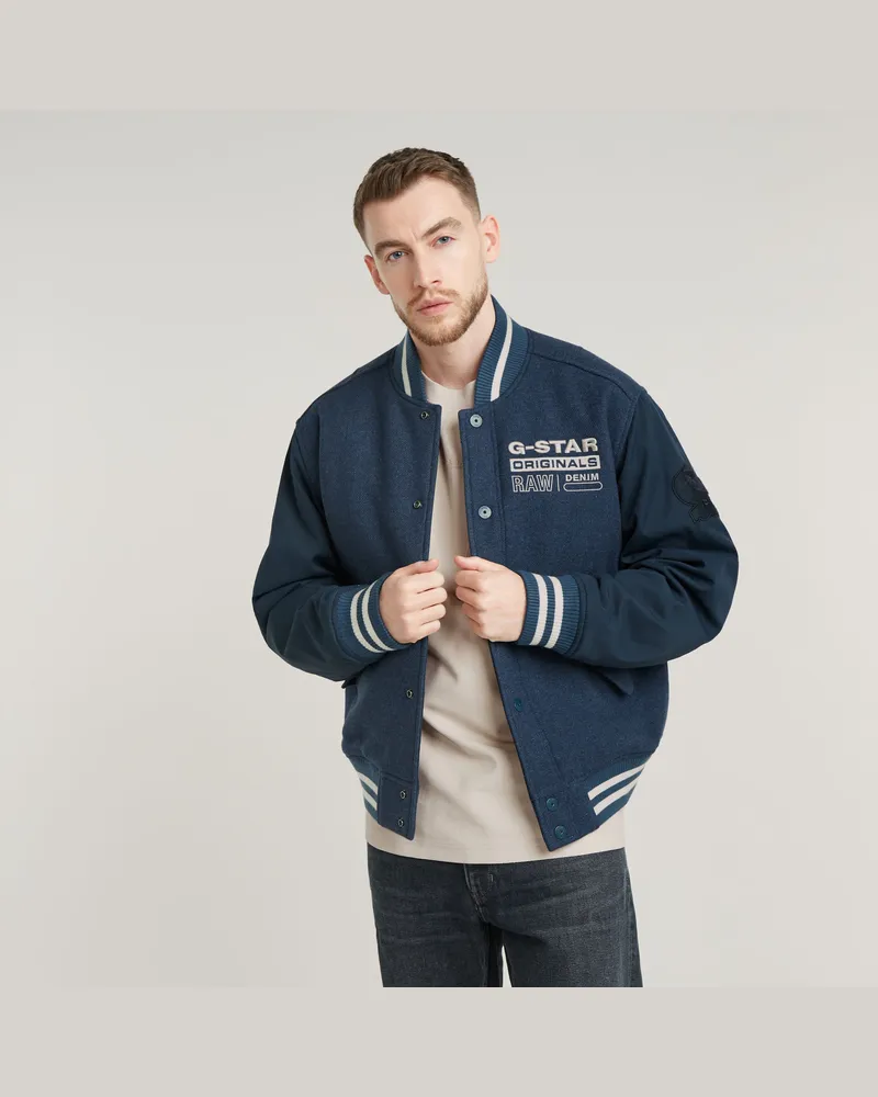 G-STAR RAW Varsity Wool Bomberjacke - Mittelblau - Herren Mittelblau