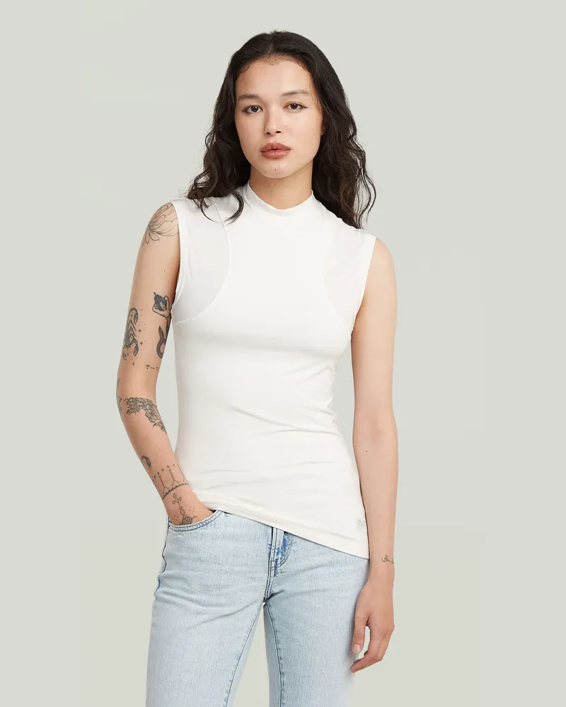 G-STAR RAW 2nd Skin Mock T-Shirt - Weiß - Damen Weiß