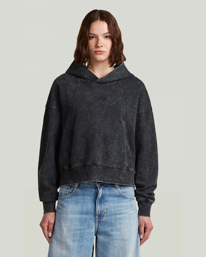 G-STAR RAW Washed A Line Script Hoodie Sweater - Schwarz - Damen Schwarz