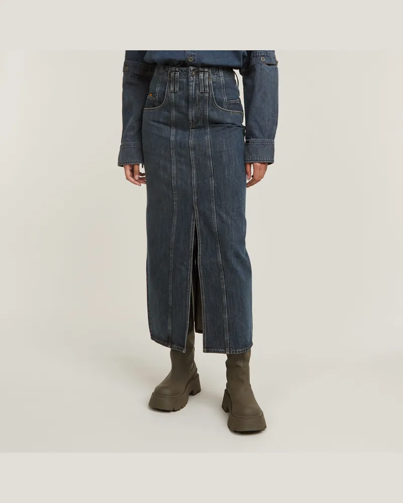 G-STAR RAW Viktoria Moto Long Skirt - Dunkelblau - Damen Dunkelblau