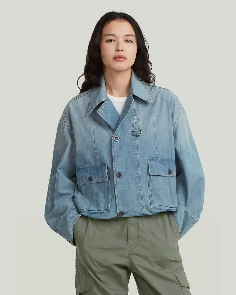 G-STAR RAW Parachute Oversized Jacke - Hellblau - Damen Hellblau
