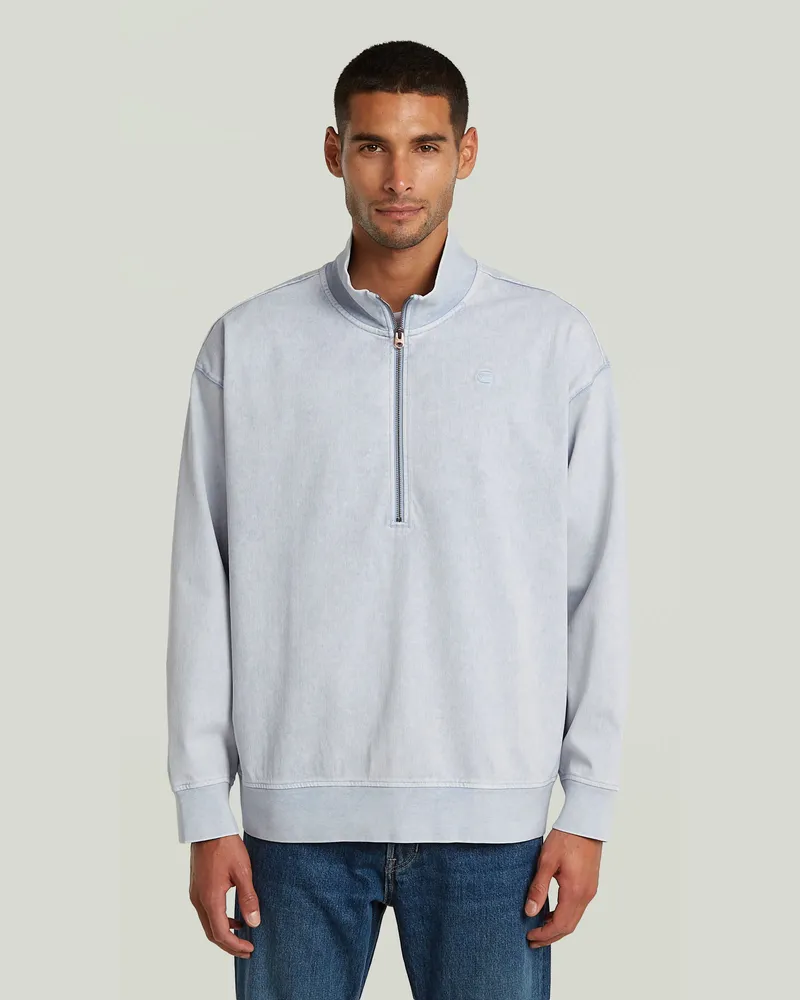 G-STAR RAW Washed HB Relaxed Half Zip Sweatshirt - Hellblau - Herren Hellblau