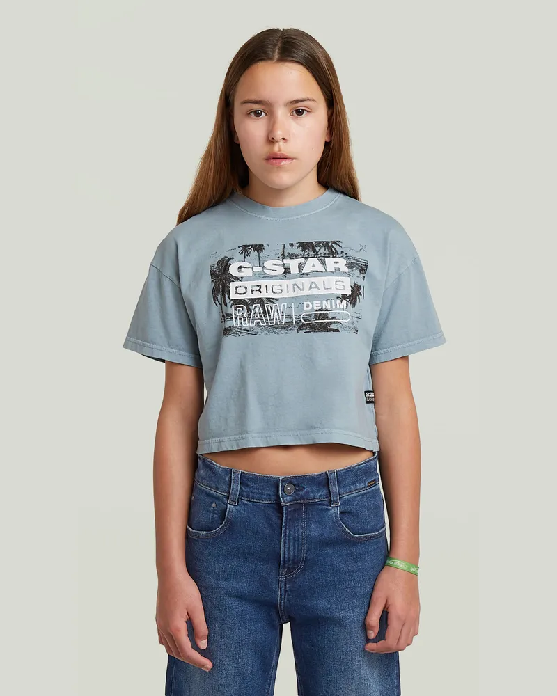 G-STAR RAW Girls Cropped Relaxed T-Shirt - Hellblau - mädchen Hellblau