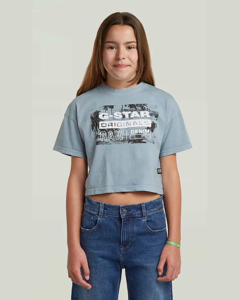 G-STAR RAW Girls Cropped Relaxed T-Shirt - Hellblau - mädchen Hellblau