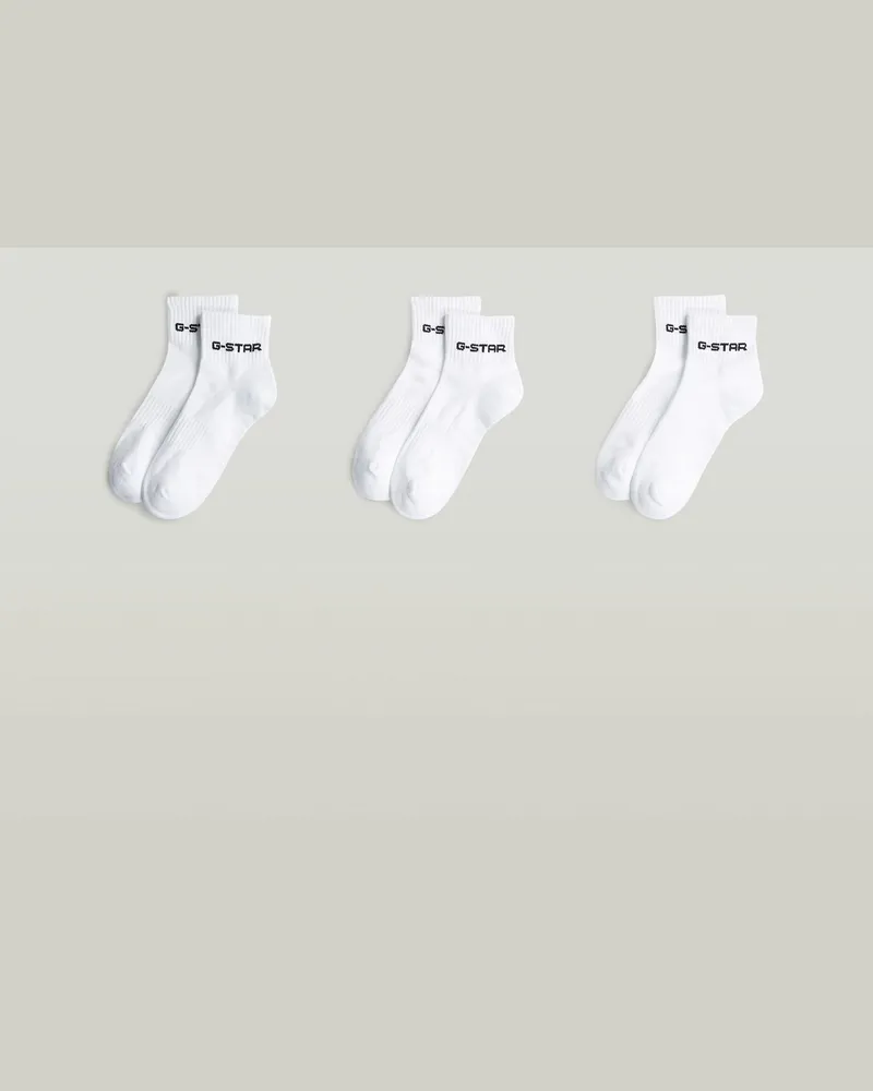 G-STAR RAW Short Logo Socks 3er-Pack - Weiß - Herren Weiß