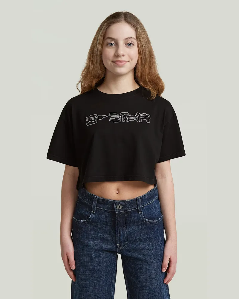 G-STAR RAW Girls Boxy Cropped T-Shirt - Schwarz - mädchen Schwarz