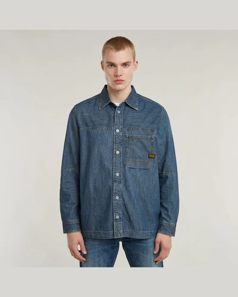 G-STAR RAW 1-Pocket Regular Denim Hemd - Mittelblau - Herren Mittelblau