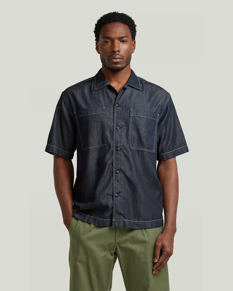 G-STAR RAW Bowling 2-Pocket Regular Hemd - Dunkelblau - Herren Dunkelblau