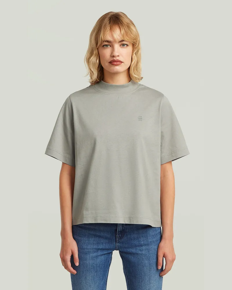 G-STAR RAW Logo Mock T-Shirt - Grau - Damen Grau