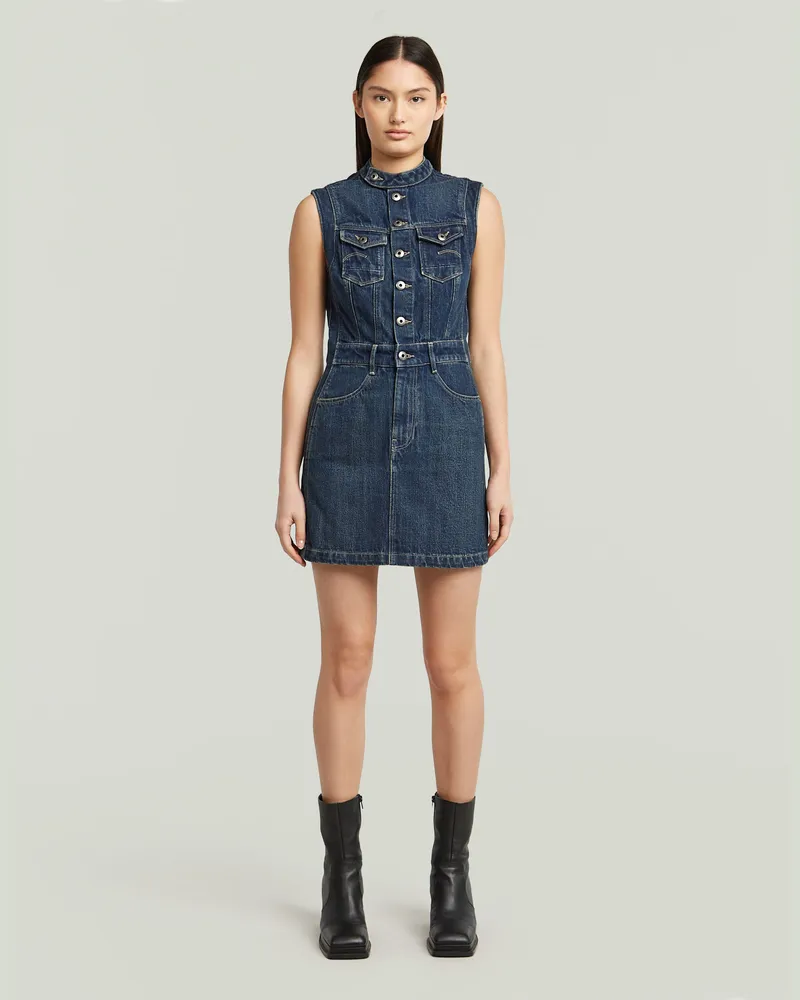 G-STAR RAW Moto Slim Kleid - Mittelblau - Damen Mittelblau