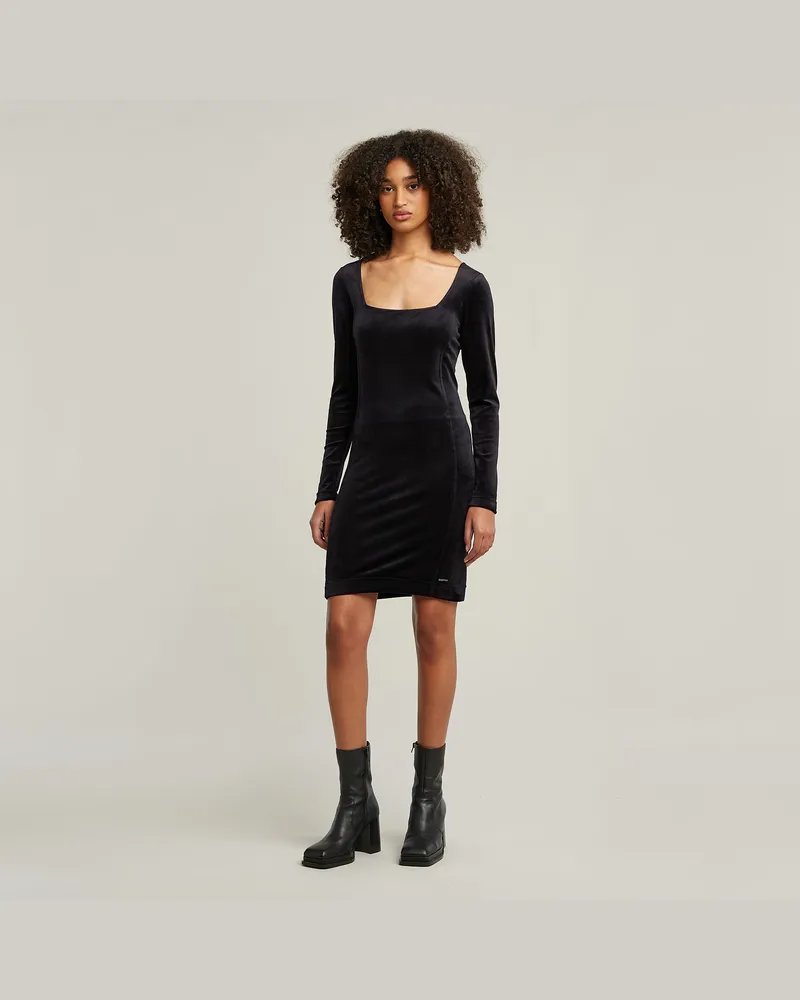 G-STAR RAW Velvet Slim Dress - Schwarz - Damen Schwarz
