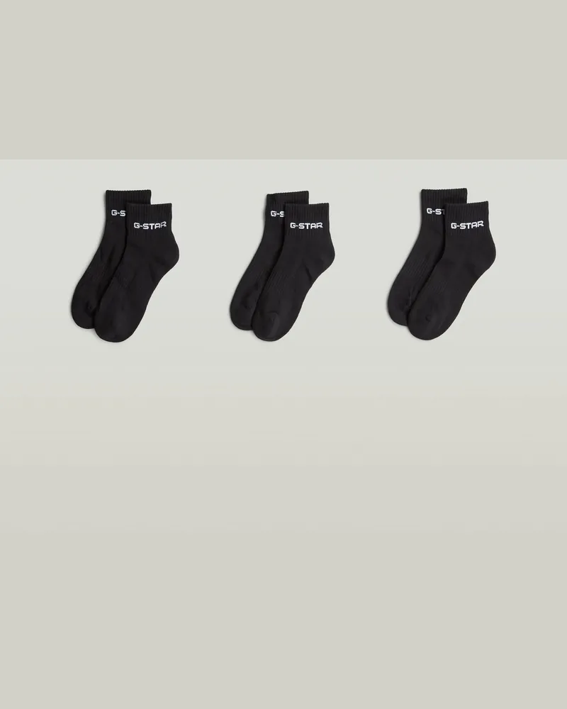 G-STAR RAW Short Logo Socks 3er-Pack - Schwarz - Herren Schwarz