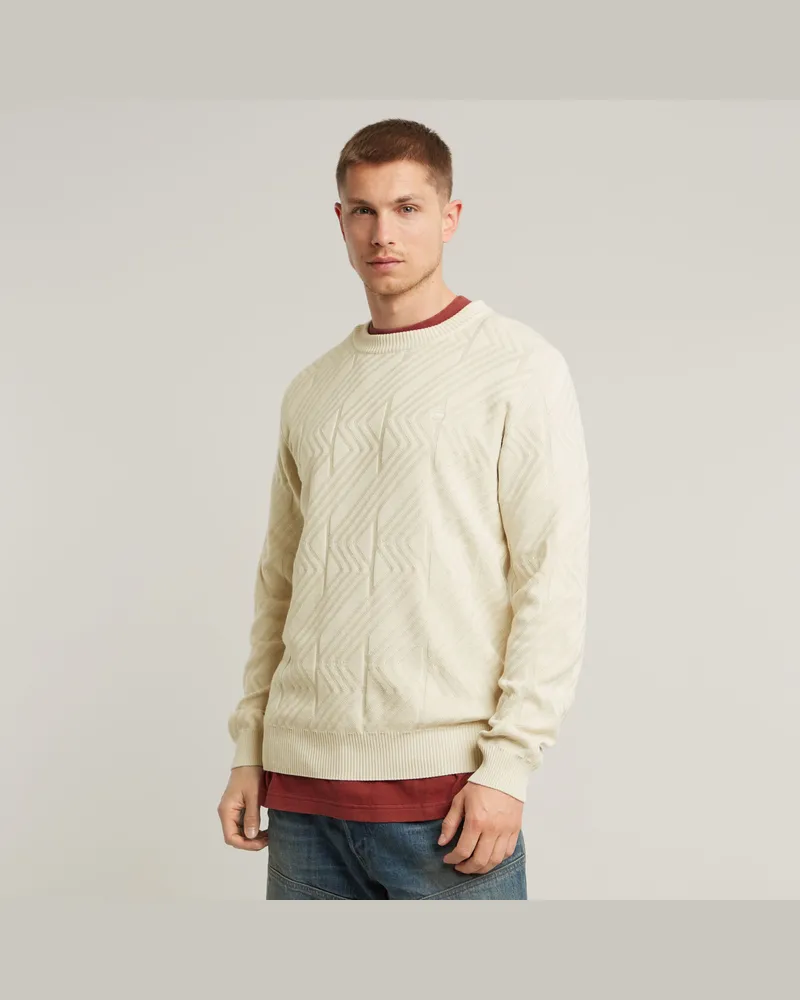 G-STAR RAW Zig-Zag Structure Knitted Pullover - Weiß - Herren Weiß