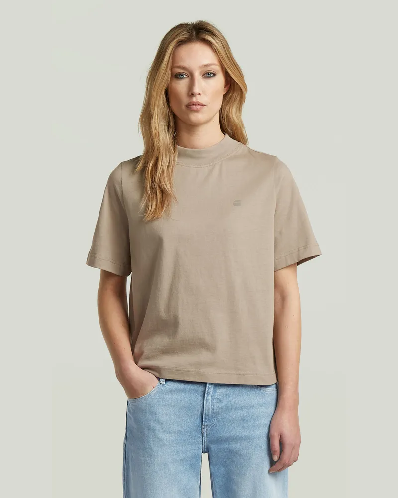 G-STAR RAW Logo Mock T-Shirt - Beige - Damen Beige