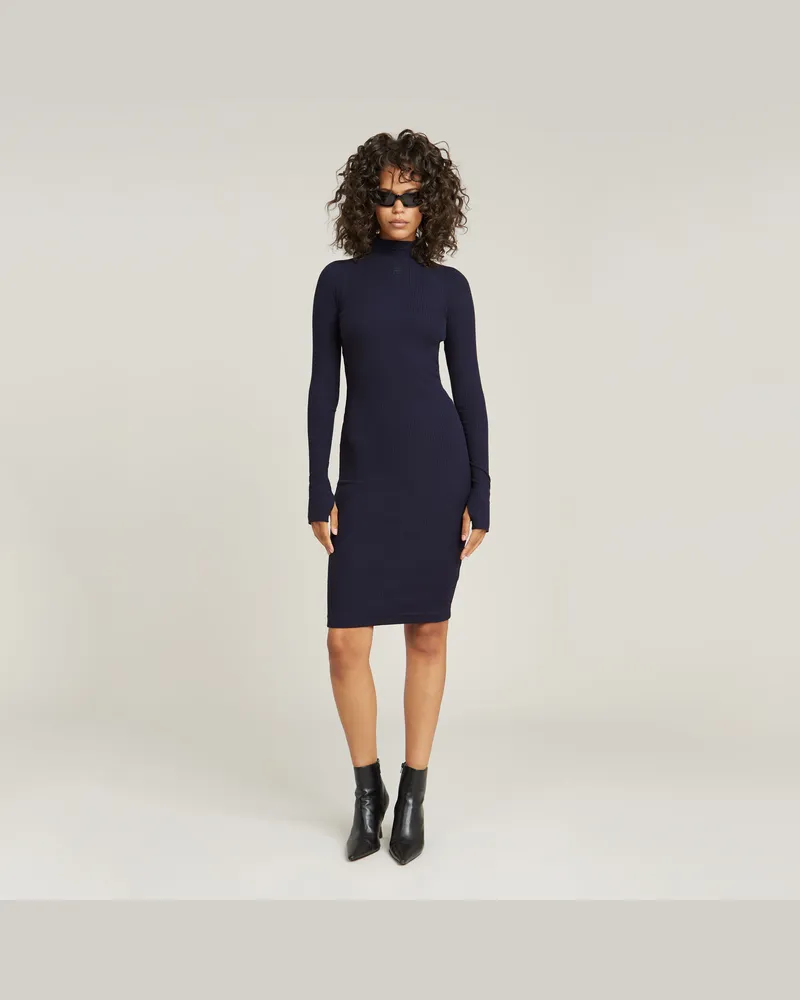 G-STAR RAW Rib Slim Kleid - Dunkelblau - Damen Dunkelblau