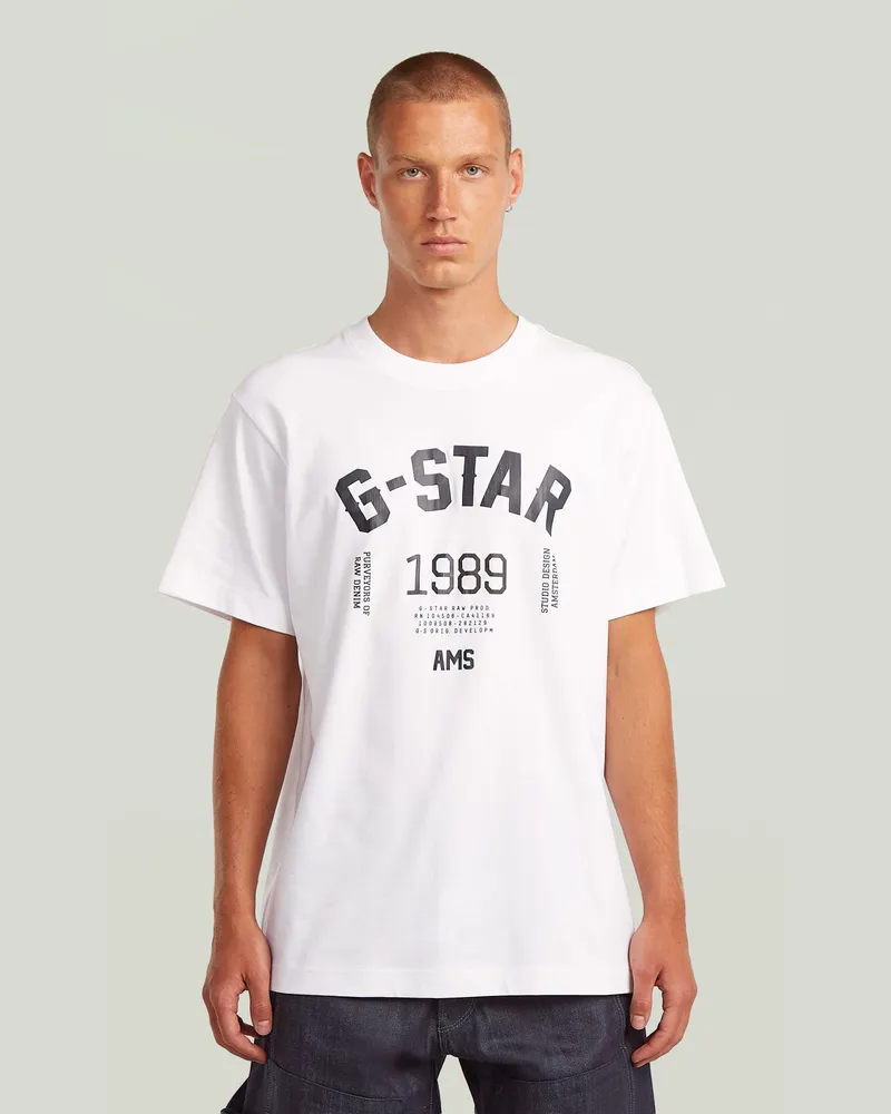 G-STAR RAW 89 Back Graphic Loose T-Shirt - Weiß - Herren Weiß