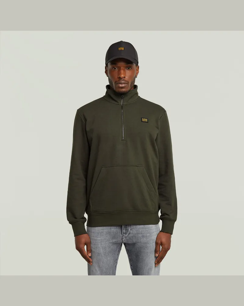 G-STAR RAW Half Zip Sweatshirt Label Badge - Grau - Herren Grau