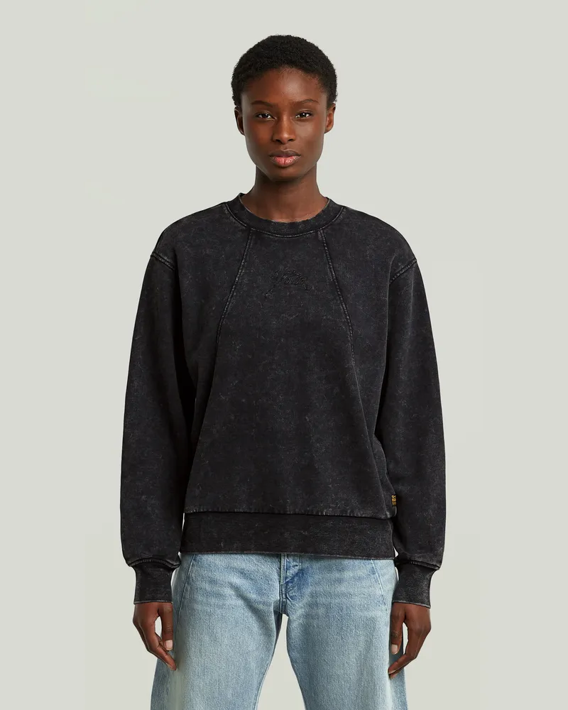 G-STAR RAW Washed A Line Script Sweater - Schwarz - Damen Schwarz