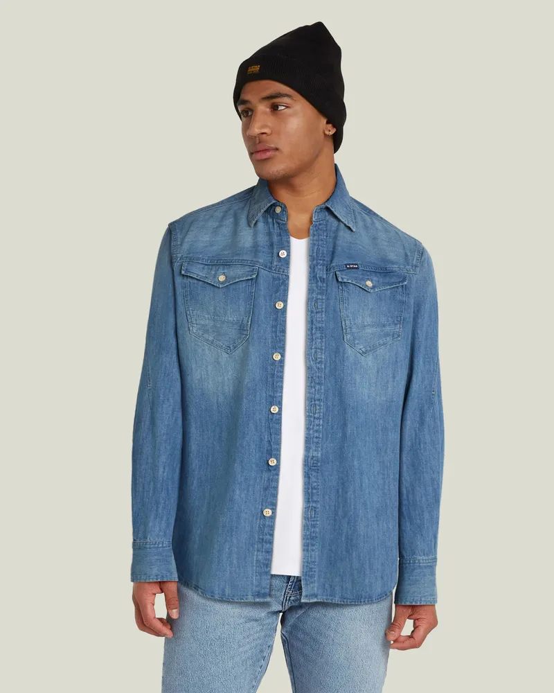 G-STAR RAW Arc 3D Slim Hemd - Mittelblau - Herren Mittelblau