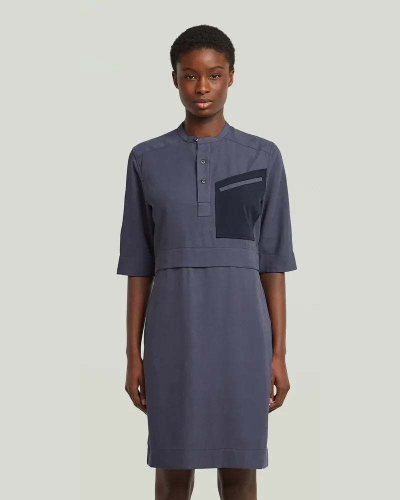 G-STAR RAW Half Placket Shirt Kleid - Dunkelblau - Damen Dunkelblau