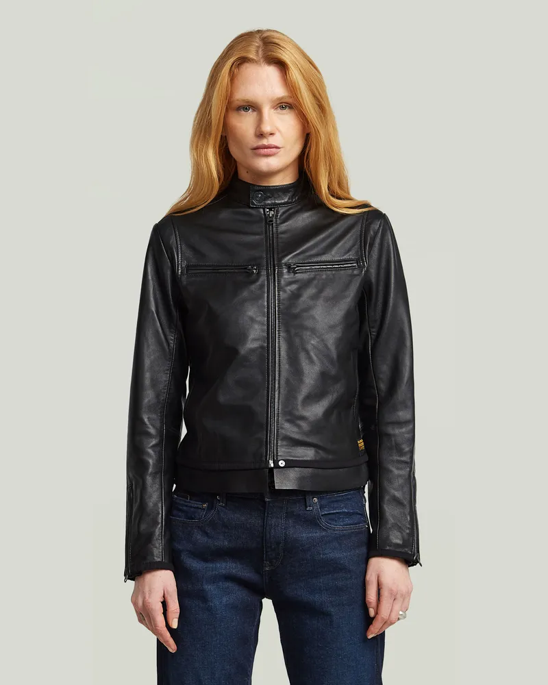 G-STAR RAW Leather Biker Jacke - Schwarz - Damen Schwarz